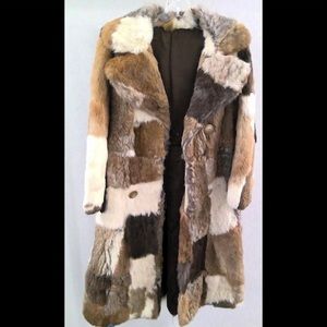 Vintage patchwork rabbit fur coat